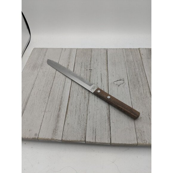 Vintage Barretts 12 1/4" Slicing Carving Knife Wood Handle 7 3/4" Blade - Picture 4 of 7